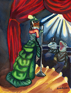 Fantasy Art Painting titled Lounge Lizard.  Click on the image to see a full frame image and a more extensive description